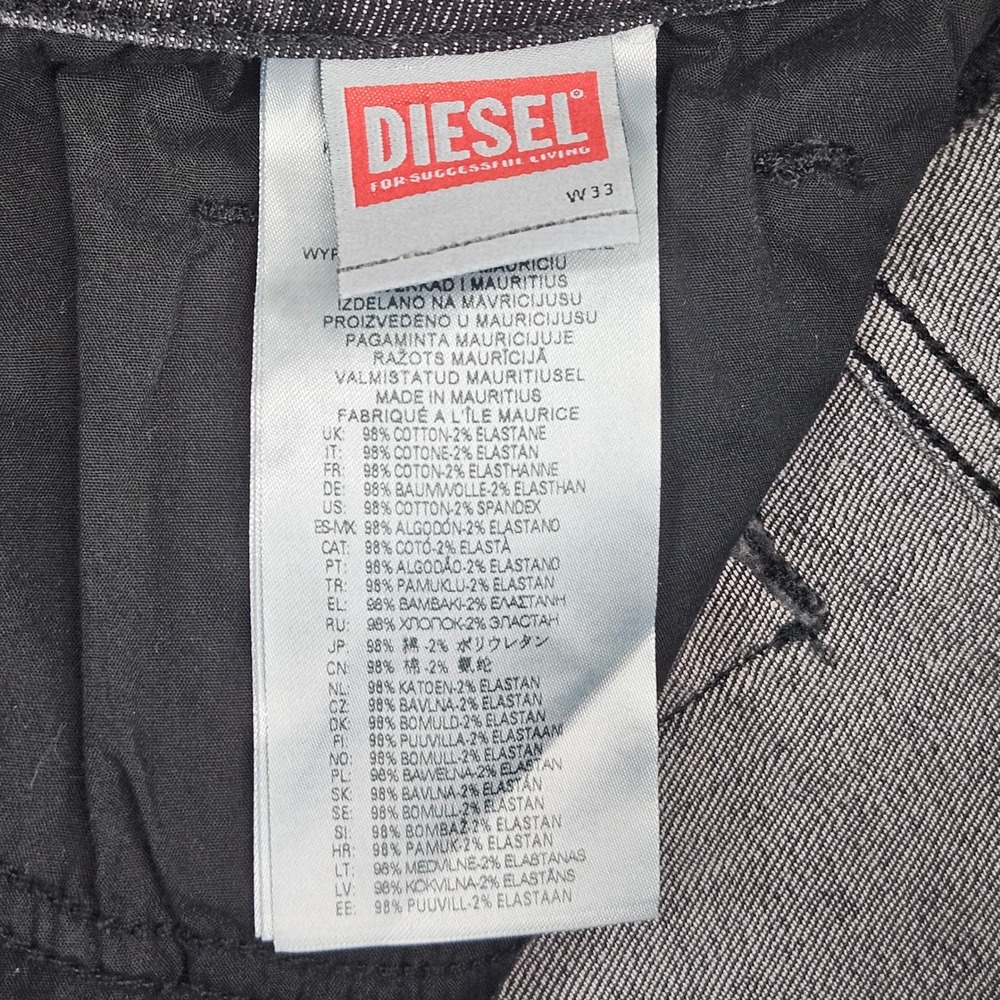 Diesel Jeans Size 33 Slim Straight Black Wash Faded Stretch Denim Casual Moto - Picture 5 of 10